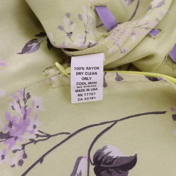 SOLD - Vintage Betsey Johnson Green & Purple Ribbon Floral Mini Dress - Picture 10 of 10